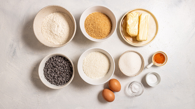 ingredients for coconut chocolate chip cookies