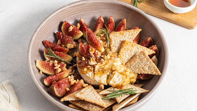 hazelnut and fig brie with crackers