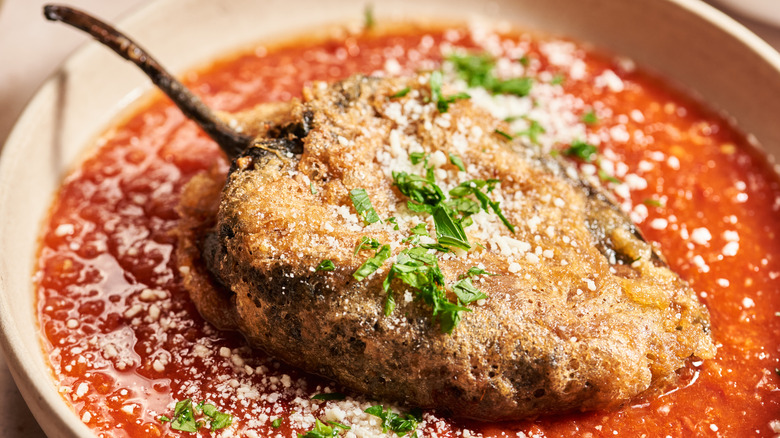 chiles rellenos on a plate