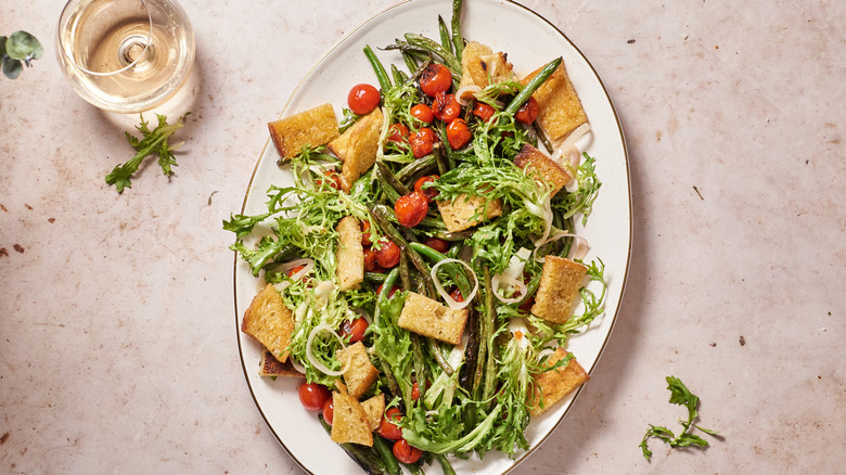 panzanella salad on a table