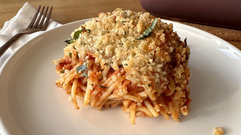 spaghetti casserole on plate