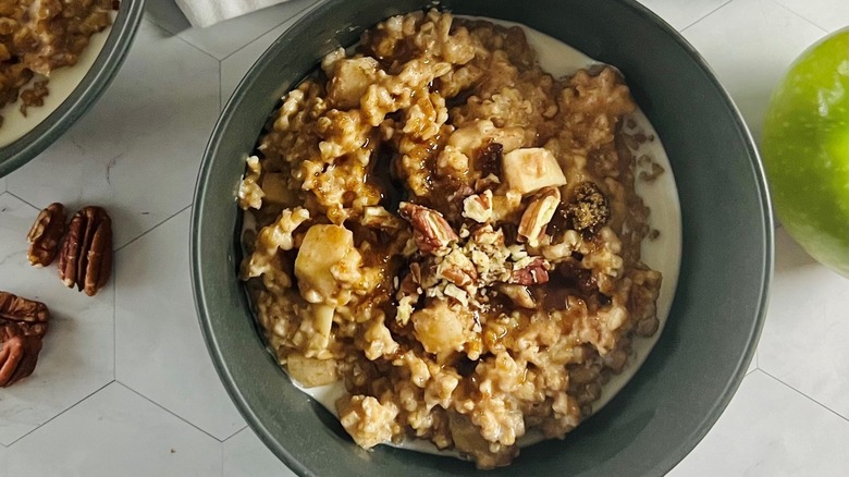 apple cinnamon oatmeal in bowl