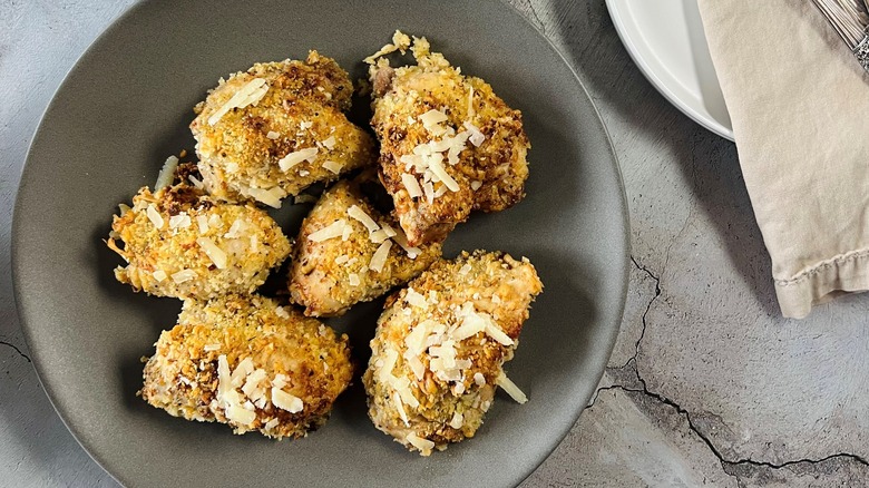 crispy parmesan chicken pieces in bowl