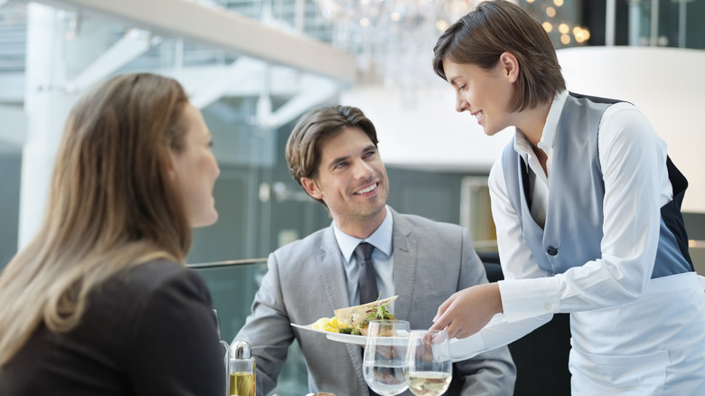 Server brings couple food