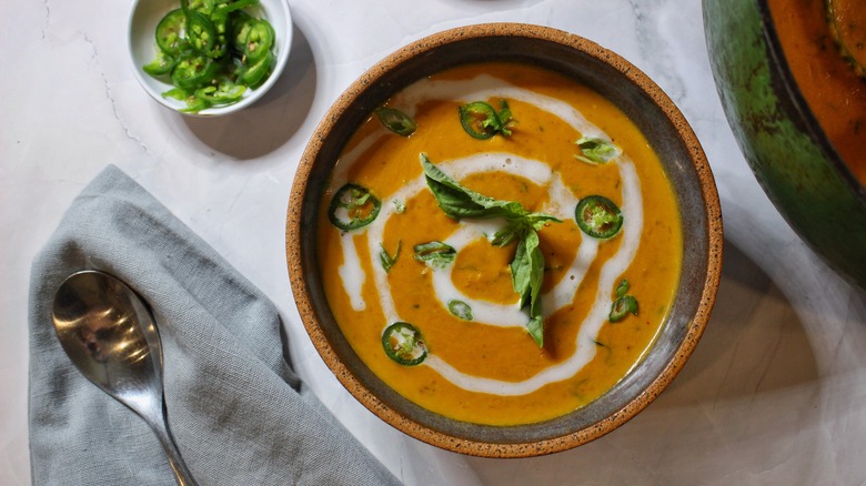 bowl of coconut pumpkin soup