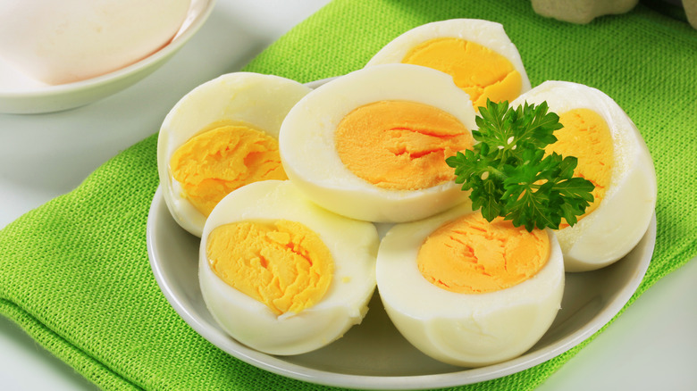 sliced hard boiled eggs