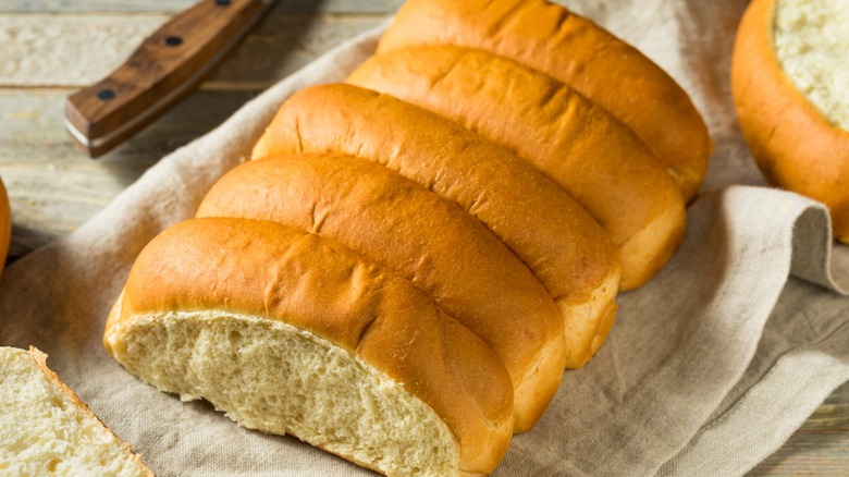 Fresh New England-style hot dog buns