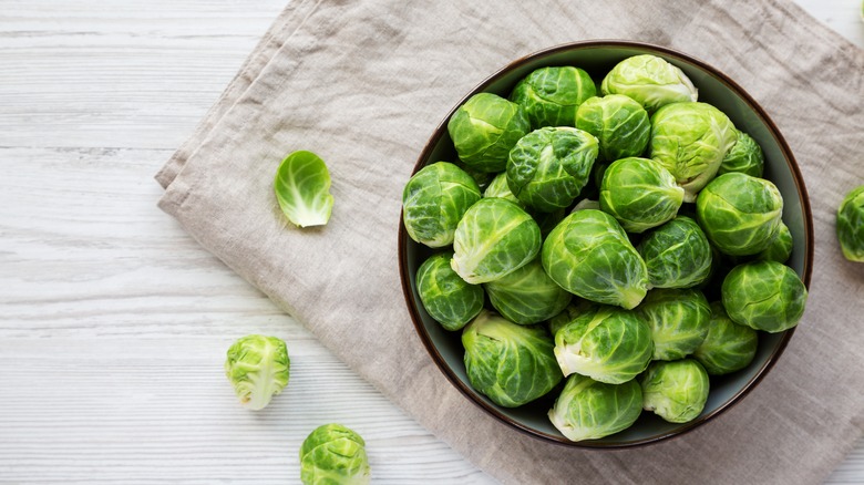 Bowl of fresh Brussels sprouts