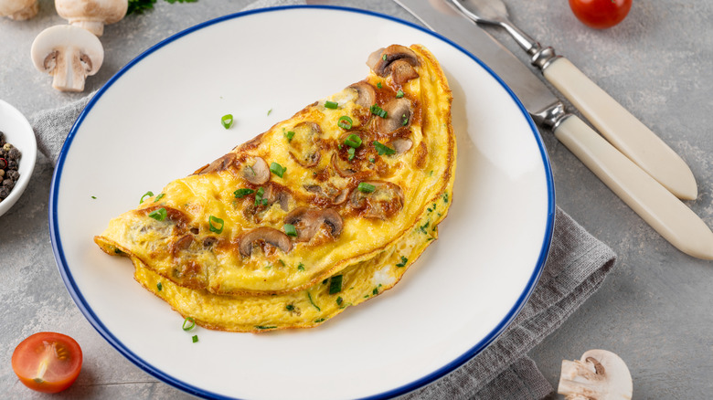 Mushroom omelet on plate