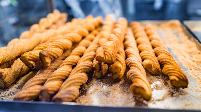 Pile of churros on display