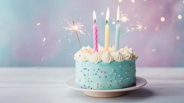 Cake with sprinkles and candles