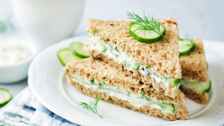 Tea sandwiches on table