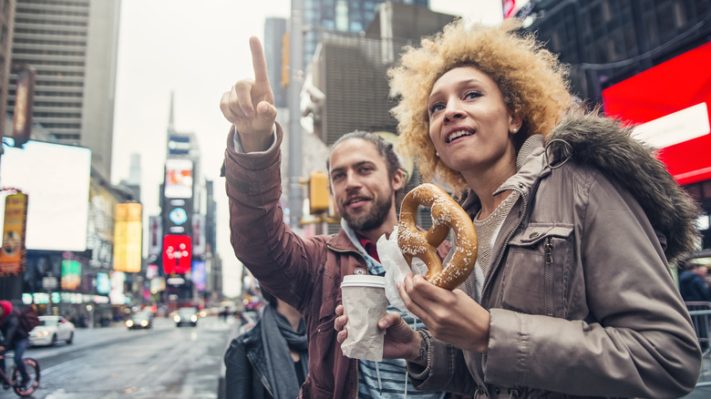 Man and woman at Times Square