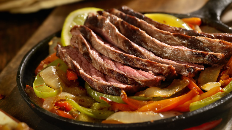 pan of beef fajitas