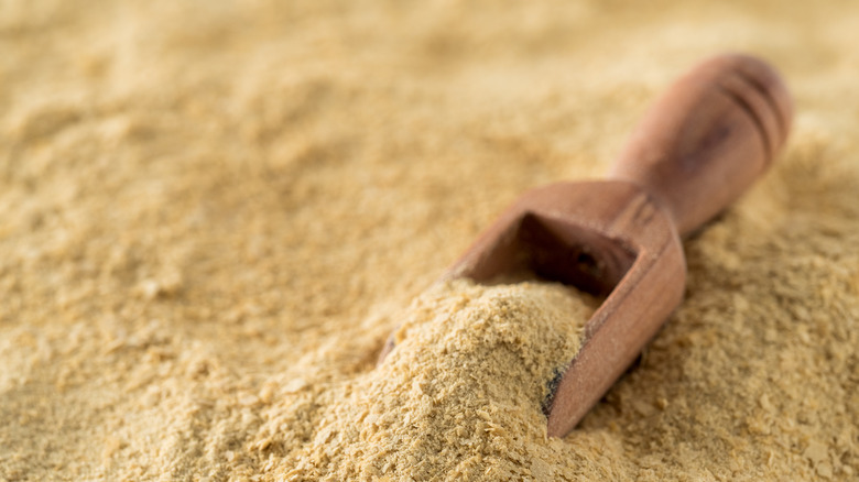 Nutritional yeast pile with scoop