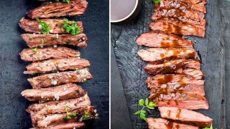 Skirt steak and flank steak