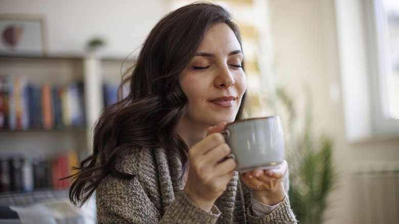 Woman enjoying coffee