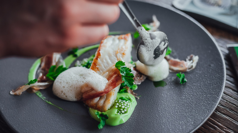 Chef plating refined dish