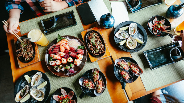 table at Japanese restaurant