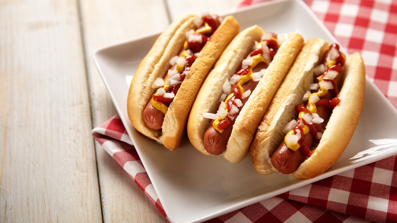 Hot dogs on a plate