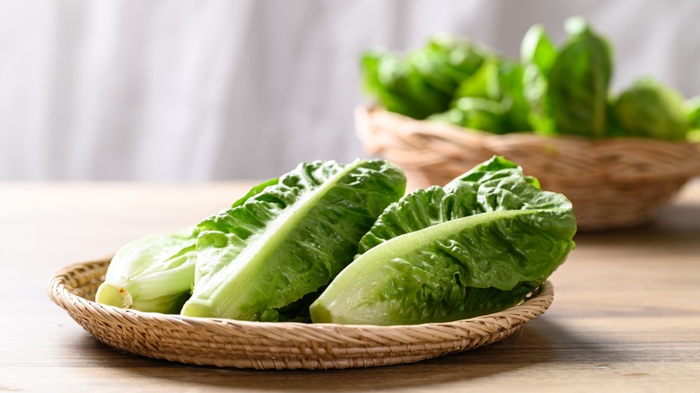 hearts of romaine in basket