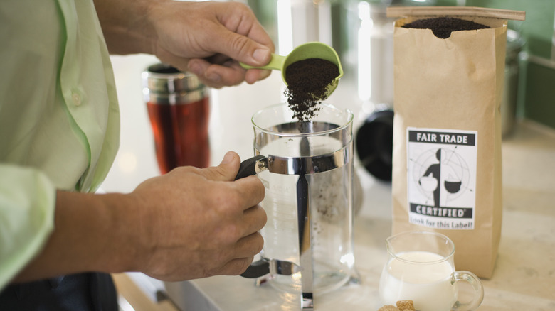 Coffee being brewed in a French Press