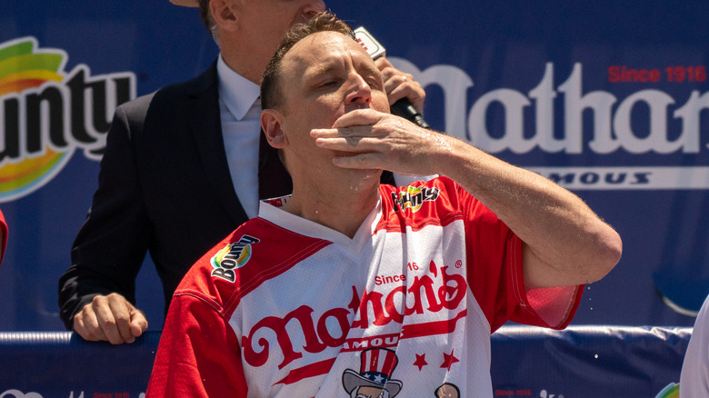 Joey Chestnut eating