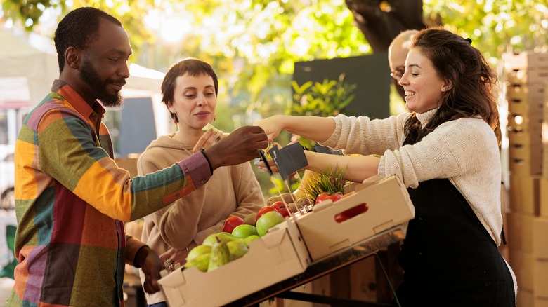 Shoppers at farmers market