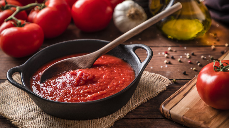 Tomato sauce in a pot