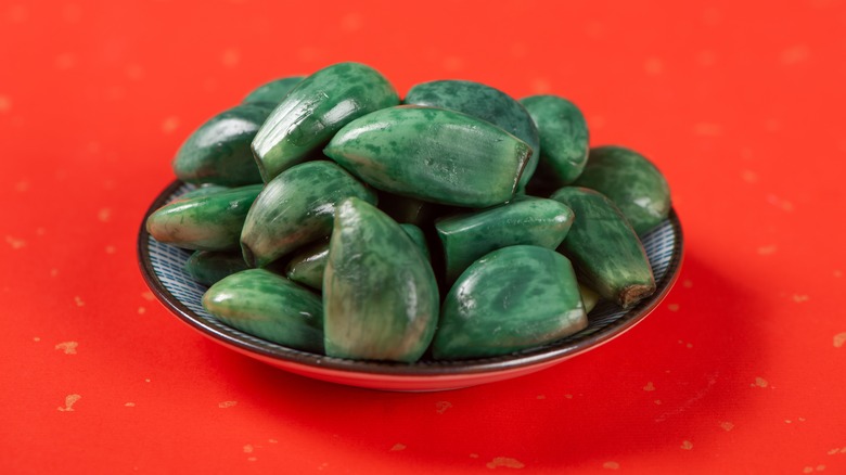 bowl of blue Laba garlic