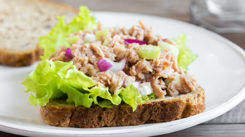 Tuna salad sandwich with celery