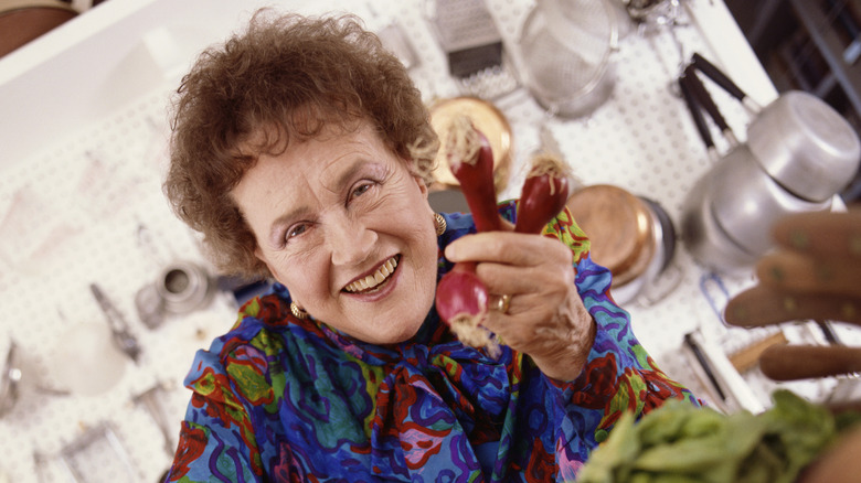 Julia Child in her kitchen