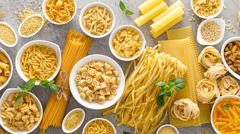 Different pasta shapes