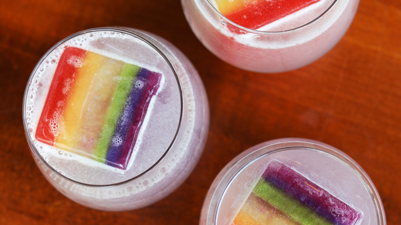 6-color Pride flag ice cube margarita