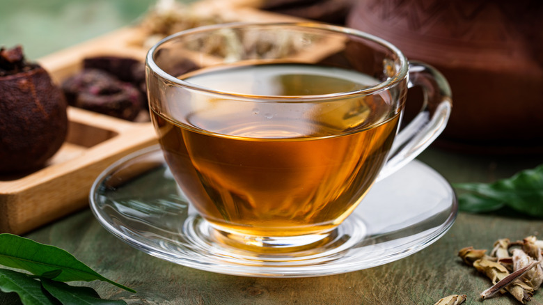 Pu-erh tea in glass cup