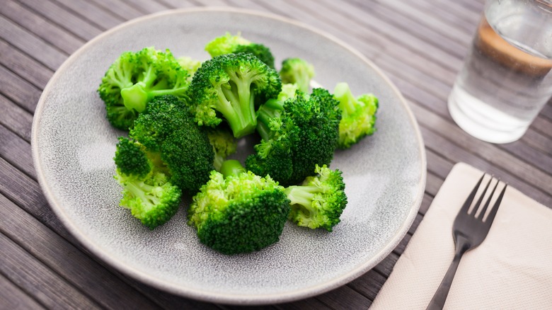 Boiled broccoli on plate