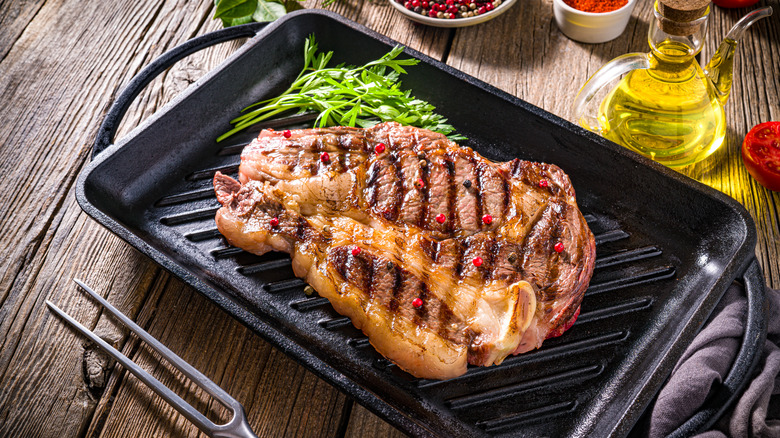 Cooked steak on a plate