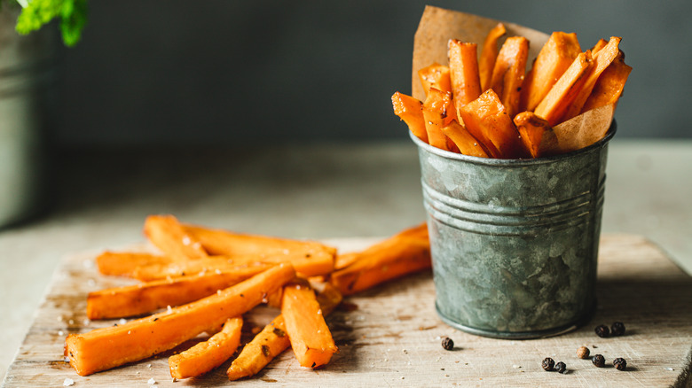 Sweet potato fries on plate