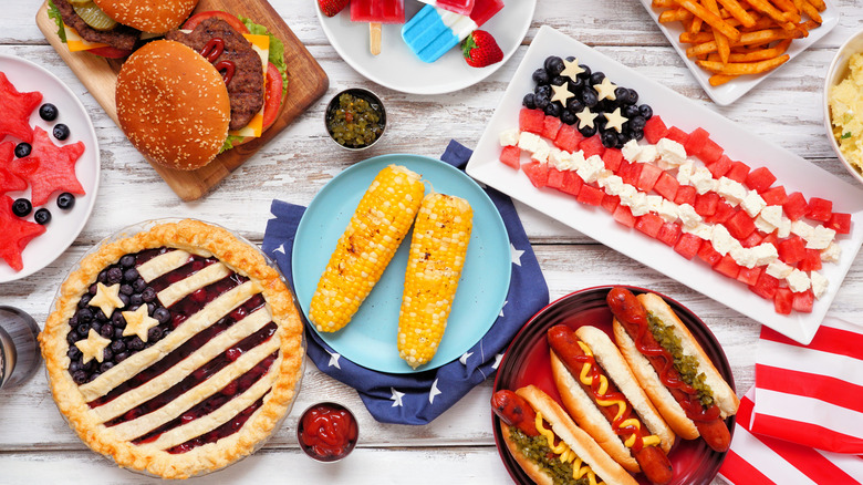 Spread of Fourth of July foods