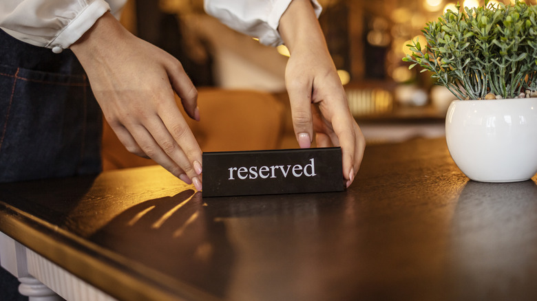 reserved sign on table