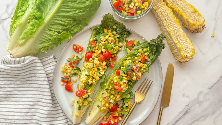 plate with 2 romaine wedges