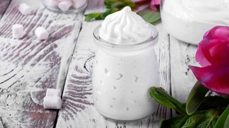 Marshmallow fluff in jar