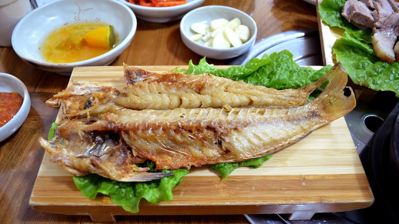 Grilled Tilefish on a wooden plank