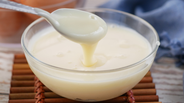 Bowl of sweetened condensed milk