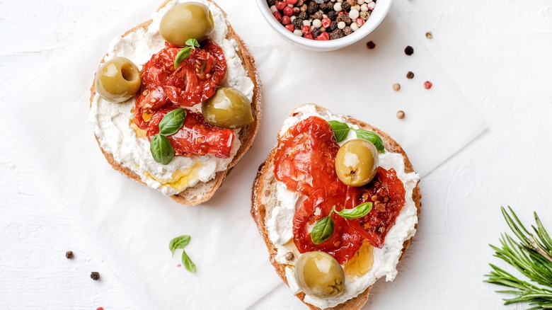 Bruschetta on ciabatta bread