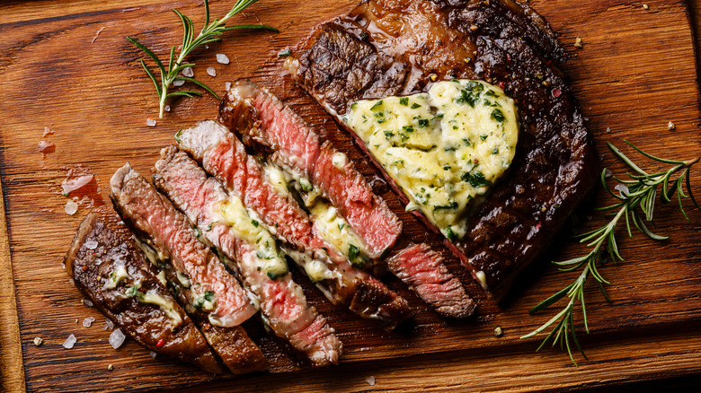 Ribeye steak with herb butter