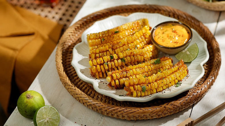 Corn ribs on serving tray