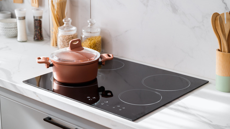 Copper pot on induction stovetop