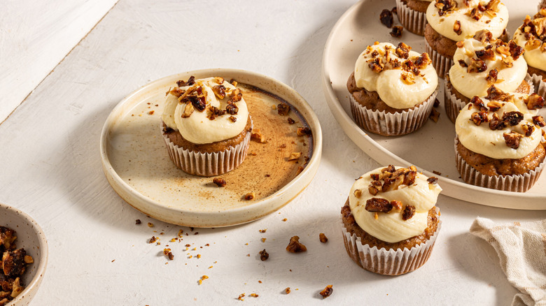 Carrot cake cupcakes on plate