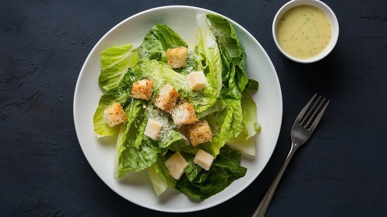 Chicken Caesar salad in bowl